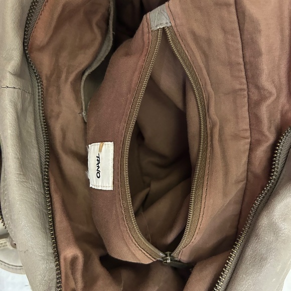 Tano Leather Crossbody Hobo Bag Taupe Gray | Slouchy Shoulder Purse - Picture 3 of 14